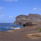 Typically volcanic coastline seen throughout the Azores
